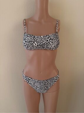 Kendall & Kylie Black and White Leopard Print Bikini